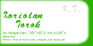koriolan torok business card